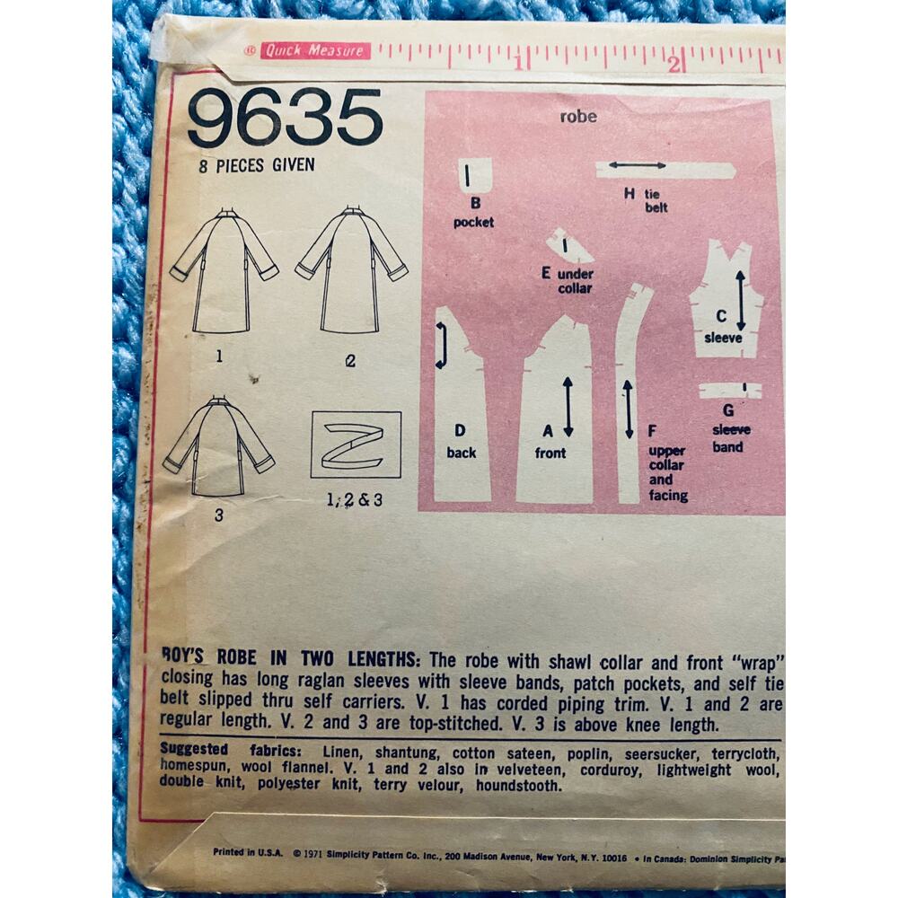 Simplicity 9635 Childs robe pattern - Picture 4 of 5
